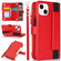 iPhone 15 Wristband Holder Zipper Purse RFID Leather Phone Case - Red