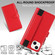 iPhone 15 Wristband Holder Zipper Purse RFID Leather Phone Case - Red