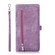 iPhone 15 Zipper Card Slot Buckle Wallet Leather Phone Case - Purple