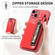 iPhone 15 Zipper Wallet Leather Back Shockproof Phone Case - Red