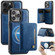 iPhone 15 Pro Max AutSpace A13 MagSafe Magnetic RFID Flip Card Bag Phone Case - Blue