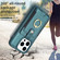 iPhone 15 Pro Max BF27 Metal Ring Card Bag Holder Phone Case - Green