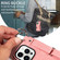 iPhone 15 Pro Max Calf Texture Wrist Card Slot Ring Phone Case - Pink