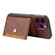 iPhone 15 Pro Max Calfskin Card Slot TPU Hybrid PU Phone Case - Brown