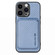 iPhone 15 Pro Max Carbon Fiber Leather Card Magsafe Phone Case - Blue