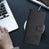 iPhone 15 Pro Max Cat Rat Embossed Pattern RFID PU Phone Case with Wrist Strap - Black
