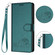 iPhone 15 Pro Max Cat Rat Embossed Pattern RFID PU Phone Case with Wrist Strap - Peacock Green