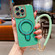 iPhone 15 Pro Max Charm Eye Electroplating Metal Holder Phone Case with Lanyard - Green