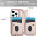 iPhone 15 Pro Max Crossbody Flower Pattern Leather Phone Case - Rose Gold