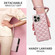 iPhone 15 Pro Max Crossbody Rhombic Zipper Tower Buckle Leather Phone Case with Lanyard - Rose Gold