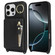 iPhone 15 Pro Max Crossbody Zipper Wallet Ring Holder Litchi Leather Phone Case - Black