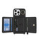 iPhone 15 Pro Max Crossbody Zipper Wallet Ring Holder Litchi Leather Phone Case - Black