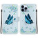 iPhone 15 Pro Max Crystal Texture Colored Drawing Leather Phone Case - Blue Pansies