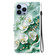 iPhone 15 Pro Max Crystal Texture Colored Drawing Leather Phone Case - Jade Flowers