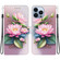 iPhone 15 Pro Max Crystal Texture Colored Drawing Leather Phone Case - Lotus