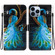 iPhone 15 Pro Max Crystal Texture Colored Drawing Leather Phone Case - Peacock