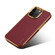 iPhone 15 Pro Max Denior Cowhide Leather Plating Phone Case - Red