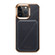 iPhone 15 Pro Max Denior Oil Wax Leather Electroplating Card Slot Holder Phone Case - Blue