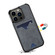 iPhone 15 Pro Max Denior PU Back Cover Card Slot Holder Phone Case - Grey