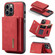 iPhone 15 Pro Max DG.MING M1 Series 3-Fold Multi Card Wallet Leather Phone Case - Red