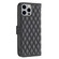 iPhone 15 Pro Max Diamond Lattice Wallet Flip Leather Phone Case - Black