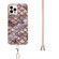 iPhone 15 Pro Max Electroplating Pattern IMD TPU Shockproof Case with Neck Lanyard - Pink Scales