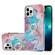 iPhone 15 Pro Max Electroplating Pattern IMD TPU Shockproof Case with Rhinestone Ring Holder - Milky Way Blue Marble