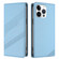 iPhone 15 Pro Max Embossed Multi-functional Wallet Retro Leather Phone Case - Light Blue
