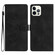 iPhone 15 Pro Max Flower Butterfly Embossing Pattern Leather Phone Case - Black