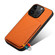 iPhone 15 Pro Max Imitation Calfskin Leather Back Phone Case with Holder - Orange
