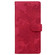 iPhone 15 Pro Max Lace Floral Embossed Magnetic Buckle PU Phone Case With Wrist Strap - Red
