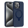 iPhone 15 Pro Max Liquid Silicone MagSafe Metal Ring Holder Phone Case - Midnight Blue