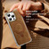iPhone 15 Pro Max Metal Frame Oil Wax Leather MagSafe Phone Case with Spring Buckle Stand - Brown