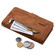 iPhone 15 Pro Max Nine Card Zipper Bag Leather Phone Case with Lanyard - Brown