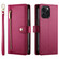 iPhone 15 Pro Max Nine Card-slot Zipper Wallet Bag Leather Phone Case - Red