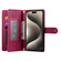 iPhone 15 Pro Max Nine Card-slot Zipper Wallet Bag Leather Phone Case - Red