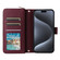 iPhone 15 Pro Max Nine-card Slots Zipper Wallet Bag Leather Phone Case - Wine Red