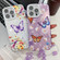 iPhone 15 Pro Max Plating Texture Butterfly Wristband TPU Phone Case with Glitter Lens Film - Purple Butterflies HU4