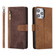 iPhone 15 Pro Max POLA Dual-color Zipper Wallet RFID Leather Phone Case - Burgundy Brown
