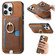 iPhone 15 Pro max Retro Cross Leather Ring Side Insert Card Bag MagSafe Phone Case - Brown