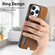iPhone 15 Pro max Retro Cross Leather Ring Side Insert Card Bag MagSafe Phone Case - Brown