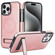 iPhone 15 Pro Max Retro Leather Invisible Stand MagSafe Phone Case - Rose Gold