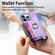 iPhone 15 Pro max Retro Magsafe Cross Leather Ring Holder Card Bag Phone Case - Purple