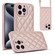 iPhone 15 Pro Max Rhombic Texture Phone Case with Dual Lanyard - Rose Gold