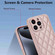 iPhone 15 Pro Max Rhombic Texture Phone Case with Dual Lanyard - Rose Gold