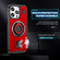 iPhone 15 Pro Max Ring Holder Carbon Fiber PC Hybrid TPU Phone Case - Red