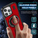 iPhone 15 Pro Max Ring Holder Carbon Fiber PC Hybrid TPU Phone Case - Red