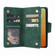 iPhone 15 Pro Max Rivet Buckle 9 Cards Three Fold Leather Phone Case - Green
