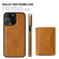 iPhone 15 Pro Max Shield Multi-functional MagSafe Card Bag Phone Case - Brown