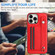 iPhone 15 Pro Max Shockproof Leather Phone Case with Wrist Strap - Red